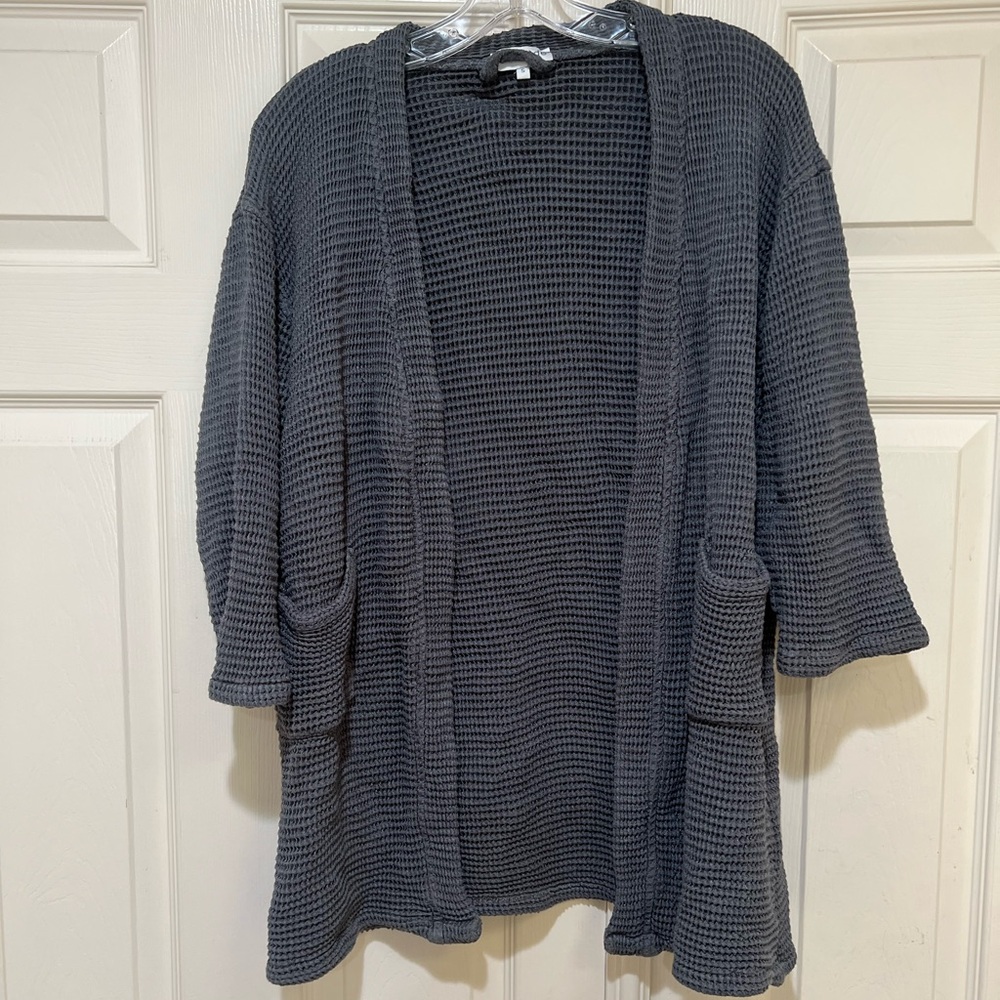 Ettitude Waffle Gray Bathrobe Size Small organic bamboo lyocell Spa NO BELT